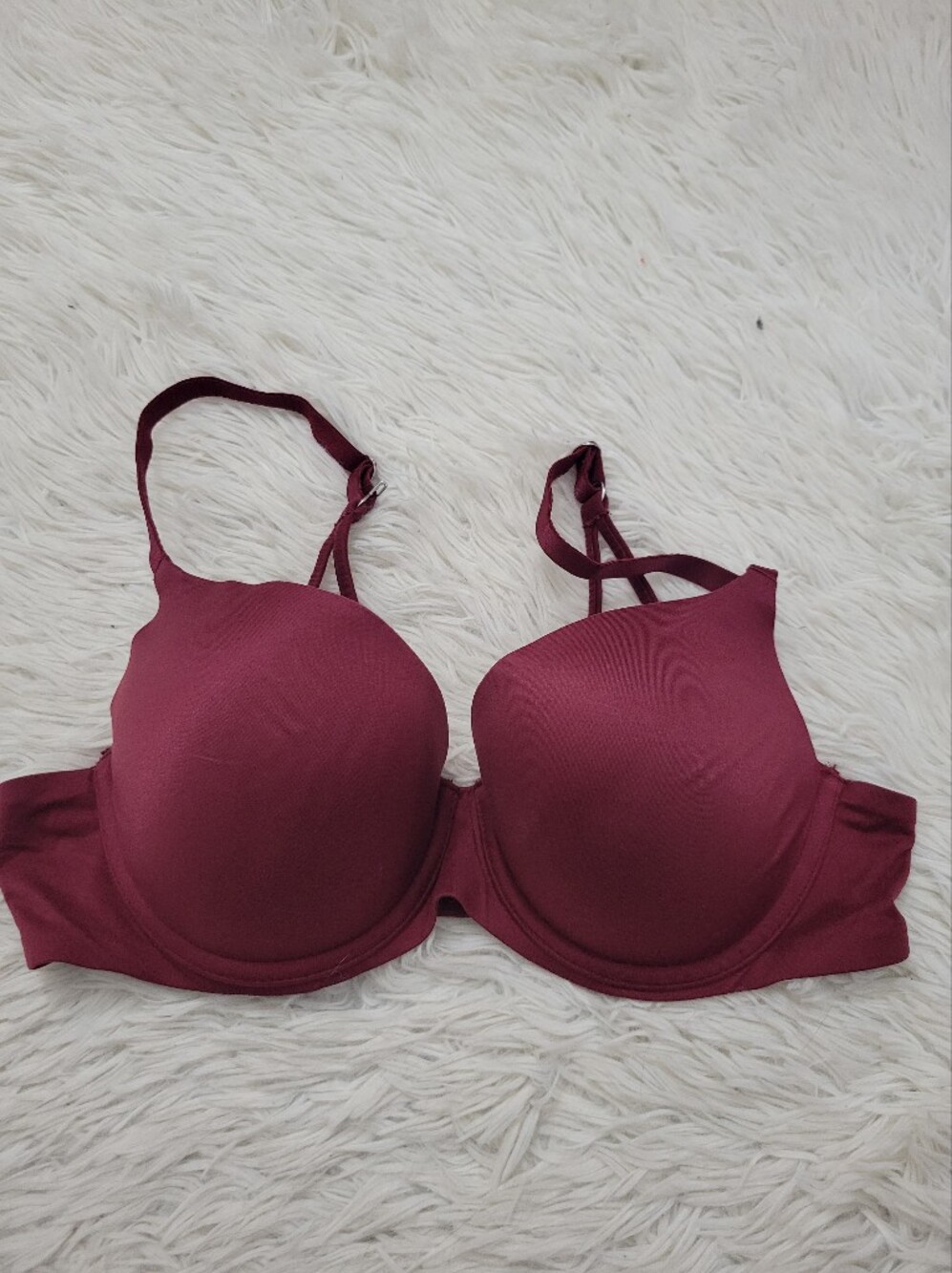 Aerie Sunnie Bra 36C Red Underwire T-Shirt Bra Minimalist Straps Clasp
